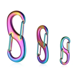 STEEL HAWK Cold Forged S-Shaped Stainless Steel Carabiner Clips, S/M/L, Double Carabiner, 3-Pack, Dual Spring Wire Gate, Rainbow STEEL HAWK Cold Forged S-Shaped Stainless Steel Carabiner Clips, S/M/L, Double Carabiner, 3-Pack, Dual Spring Wire Gate, Rainbow