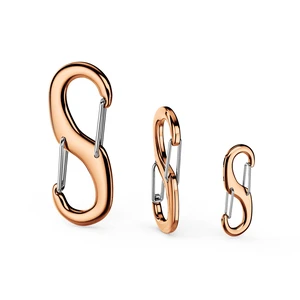 STEEL HAWK Cold Forged S-Shaped Stainless Steel Carabiner Clips, S/M/L, Double Carabiner, 3-Pack, Dual Spring Wire Gate, Rose Gold STEEL HAWK Cold Forged S-Shaped Stainless Steel Carabiner Clips, S/M/L, Double Carabiner, 3-Pack, Dual Spring Wire Gate, Rose Gold