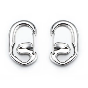 Steel Hawk Carabiner Keychain with Ring Clips, Polished Stainless Steel, Double Lock, 1.75" Steel Hawk Carabiner Keychain with Ring Clips, Polished Stainless Steel, Double Lock, 1.75"