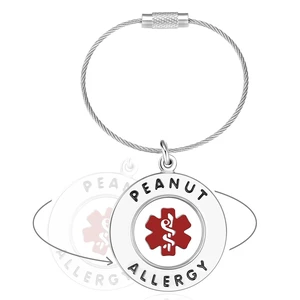 Divoti 1.25" Peanut Allergy Medical Alert Bag Tag w/Cable Loop Divoti 1.25" Peanut Allergy Medical Alert Bag Tag w/Cable Loop