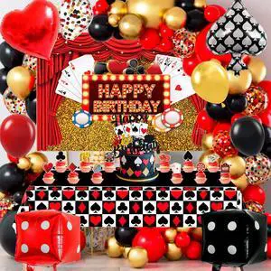 Casino Theme Party Decor, 85 Pcs Casino Night Decorations Set - Casino Party Balloons Backdrop Cake Topper Tablecloth etc Las Vegas Party Decorations supplies Casino Theme Party Decor, 85 Pcs Casino Night Decorations Set - Casino Party Balloons Backdrop Cake Topper Tablecloth etc Las Vegas Party Decorations supplies