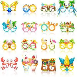 Summer Pool Party Decorations, 32 Pcs Beach Party Paper Glasses Hawaiian Tropical Party Photo Booth Props Ocean Line Luau Sunglasses for Summer Pool Aloha Party Supplies Summer Pool Party Decorations, 32 Pcs Beach Party Paper Glasses Hawaiian Tropical Party Photo Booth Props Ocean Line Luau Sunglasses for Summer Pool Aloha Party Supplies