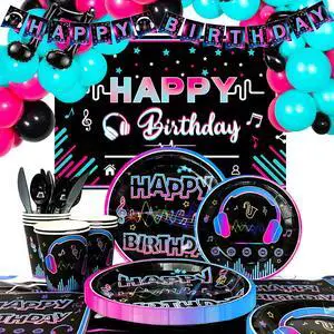 Music Party Decorations Supplies, 16 Guests Music Birthday Tableware Set, Music Plates Cups and Napkins Tablecloth Music Balloons Backdrop etc Music Birthday Party Decorations Music Party Decorations Supplies, 16 Guests Music Birthday Tableware Set, Music Plates Cups and Napkins Tablecloth Music Balloons Backdrop etc Music Birthday Party Decorations