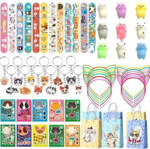 Cat Birthday Party Favors Kit for 12 Guests, 72 Pcs Kitty Goodie Bags Ears Headband Stickers Keychains Bracelets etc for Cat Birthday Party Decorations Supplies Cat Birthday Party Favors Kit for 12 Guests, 72 Pcs Kitty Goodie Bags Ears Headband Stickers Keychains Bracelets etc for Cat Birthday Party Decorations Supplies