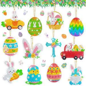 Easter Party Decorations 12 Pcs 5D DIY Easter Diamond Painting Keychain, Bunny Egg Hanging Ornament Decoration Spring Diamond Art Kits Keychain for Easter Party Favor Bag Fillers Easter Party Decorations 12 Pcs 5D DIY Easter Diamond Painting Keychain, Bunny Egg Hanging Ornament Decoration Spring Diamond Art Kits Keychain for Easter Party Favor Bag Fillers