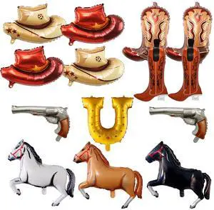Western Cowboy Balloons, 14 Pcs Cowboy Party Decorations Balloons Set, Hat Foil Balloons Horse Foil Balloons for Cowboy Birthday Party Decorations Western Cowboy Balloons, 14 Pcs Cowboy Party Decorations Balloons Set, Hat Foil Balloons Horse Foil Balloons for Cowboy Birthday Party Decorations