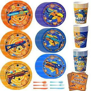 168 Pcs Dart War Birthday Party Tableware, 24 Guests Dart War Party Tableware Set Including Darts Battle Birthday Plates Napkins Paper Cups for Darts Battle Birthday Party Decorations Supplies 168 Pcs Dart War Birthday Party Tableware, 24 Guests Dart War Party Tableware Set Including Darts Battle Birthday Plates Napkins Paper Cups for Darts Battle Birthday Party Decorations Supplies