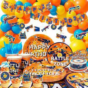 232 Pcs Dart War Party Decorations Supplies, 16 Guests Dart War Birthday Decorations Tableware Dart War Cupcake Toppers Banner Balloons Plates Tablecloth Hanging Swirls etc Dart Gun Party Decorations 232 Pcs Dart War Party Decorations Supplies, 16 Guests Dart War Birthday Decorations Tableware Dart War Cupcake Toppers Banner Balloons Plates Tablecloth Hanging Swirls etc Dart Gun Party Decorations