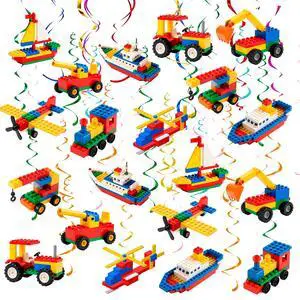 30 Pcs Building Block Party Haning Swirls Decorations, Building Block Hanging Swirls for Building Block Party Decorations Supplies 30 Pcs Building Block Party Haning Swirls Decorations, Building Block Hanging Swirls for Building Block Party Decorations Supplies
