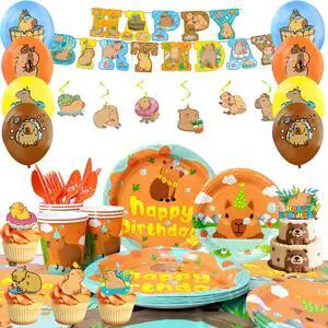 107 Pcs Capybara Decorations&Tableware Set - Capybara Plates Cups Balloons Banners etc Capybara Birthday Decorations for Capybara Party Supplies 107 Pcs Capybara Decorations&Tableware Set - Capybara Plates Cups Balloons Banners etc Capybara Birthday Decorations for Capybara Party Supplies