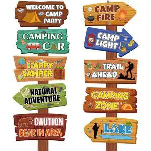Camping Party Signs, 25 Pcs Camping Directional Signs Camp Out Photo Props Backdrop Happy Camper Banner for Camp Adventure Party Decorations Camping Party Signs, 25 Pcs Camping Directional Signs Camp Out Photo Props Backdrop Happy Camper Banner for Camp Adventure Party Decorations