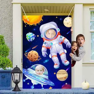 Outer Space Party Backdrop, 59.06''x39.37'' Astronaut Alien Face Cutout Background Rocket Galaxy Star Banner for Outer Space Birthday Party Decorations Outer Space Party Backdrop, 59.06''x39.37'' Astronaut Alien Face Cutout Background Rocket Galaxy Star Banner for Outer Space Birthday Party Decorations
