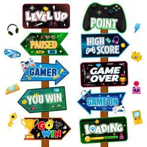 Video Game Party Sign, 20 Pcs Video Game Welcome Signs, Video Game Yard Signs & Game Party Themed Directional Signs, for Video Game Birthday Decorations & Video Game Party Decorations Video Game Party Sign, 20 Pcs Video Game Welcome Signs, Video Game Yard Signs & Game Party Themed Directional Signs, for Video Game Birthday Decorations & Video Game Party Decorations