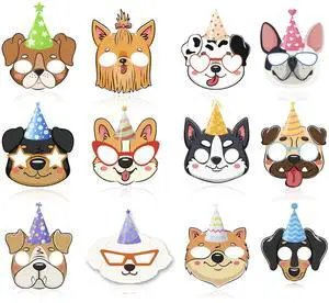 12 Pcs Dog Puppy Party Favor Masks, Puppy Party Mask Dog Birthday Masks for Costume Cosplay Supplies Puppy Birthday Decorations 12 Pcs Dog Puppy Party Favor Masks, Puppy Party Mask Dog Birthday Masks for Costume Cosplay Supplies Puppy Birthday Decorations