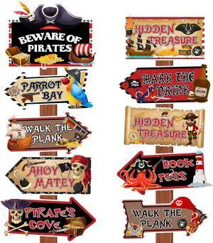 Pirate Party Yard Signs, 20pcs Pirate Party Signs Decorations Banner Pirates Party Directional Signs for Pirate Birthday Party Decor Supplies Pirate Party Yard Signs, 20pcs Pirate Party Signs Decorations Banner Pirates Party Directional Signs for Pirate Birthday Party Decor Supplies