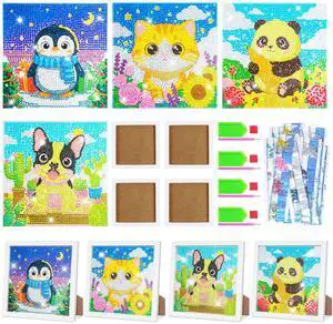 40pcs 5D Cartoon Diamond Painting Kits for Beginners, 6.7 x 6.7 In Cute Animal Diy Diamond Penguin Panda Arts and Crafts for Animal Party Decorations Party Favors Bag Fillers Supplies 40pcs 5D Cartoon Diamond Painting Kits for Beginners, 6.7 x 6.7 In Cute Animal Diy Diamond Penguin Panda Arts and Crafts for Animal Party Decorations Party Favors Bag Fillers Supplies