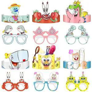24 Pcs SpongeBob Birthday Party Supplies - SpongeBob Party Paper Hats&SpongeBob Glasses for SpongeBob Party Favors Supplies 24 Pcs SpongeBob Birthday Party Supplies - SpongeBob Party Paper Hats&SpongeBob Glasses for SpongeBob Party Favors Supplies