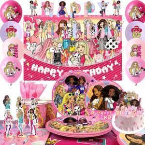 Barbi Birthday Decorations, 98 Pcs Princess Barbi Party Decorations & Tableware Set - Barbi Princess Cake Topper Backdrop Plates Tablecloth etc Barbi Birthday Party Supplies Barbi Birthday Decorations, 98 Pcs Princess Barbi Party Decorations & Tableware Set - Barbi Princess Cake Topper Backdrop Plates Tablecloth etc Barbi Birthday Party Supplies