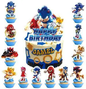 Sonic Cake Decorations, 25 Pcs Sonic Cake Toppers Set - 1 Pcs Sonic Birthday Cake Topper & 24 Pcs Sonic Cupcake Toppers for Boys/Girls Kids Sonic Birthday Decorations Supplies Sonic Cake Decorations, 25 Pcs Sonic Cake Toppers Set - 1 Pcs Sonic Birthday Cake Topper & 24 Pcs Sonic Cupcake Toppers for Boys/Girls Kids Sonic Birthday Decorations Supplies