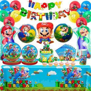 Mario Birthday Party Supplies, 123 Pcs Mario Party Decorations & Tableware Set - Super Mario Bros Balloons Banner & Mario Party Plates Napkins Tablecloth etc Super Mario Party Supplies for Boys Kids Mario Birthday Party Supplies, 123 Pcs Mario Party Decorations & Tableware Set - Super Mario Bros Balloons Banner & Mario Party Plates Napkins Tablecloth etc Super Mario Party Supplies for Boys Kids