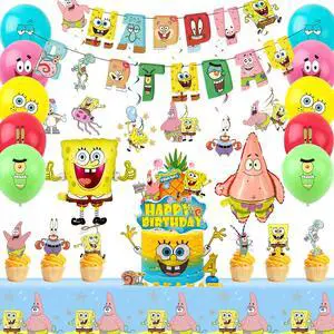 38 Pcs SpongeBob Party Decorations Set - SpongeBob Birthday Banner Tablecloth Spiral Decorations & SpongeBob Balloon Cake Topper etc SpongeBob Birthday Party Supplies 38 Pcs SpongeBob Party Decorations Set - SpongeBob Birthday Banner Tablecloth Spiral Decorations & SpongeBob Balloon Cake Topper etc SpongeBob Birthday Party Supplies