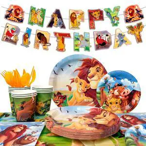 114 Pcs The Lion King Simba Birthday Party Decorations & Tableware Set - The Lion King Table Cloth Banner Plates Napkins Cups etc Lion King Birthday Party Decorations for Lion King Party Supplies 114 Pcs The Lion King Simba Birthday Party Decorations & Tableware Set - The Lion King Table Cloth Banner Plates Napkins Cups etc Lion King Birthday Party Decorations for Lion King Party Supplies