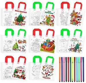 Large Christmas Coloring Canvas Bag, 24pcs Merry Christmas Color Your Own Tote Bags/Christmas Coloring Canvas Tote Bag for Christmas Party + 12pcs Christmas Coloring Pencils for Xmas Party Decorations Large Christmas Coloring Canvas Bag, 24pcs Merry Christmas Color Your Own Tote Bags/Christmas Coloring Canvas Tote Bag for Christmas Party + 12pcs Christmas Coloring Pencils for Xmas Party Decorations
