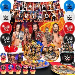 Wrestling Match Birthday Party Supplies, 112 Pcs Wrestling Match Party Decorations Tableware Set - Wrestling Match Balloons Background Banner Tablecloth and Wrestling Match Party Decorations Wrestling Match Birthday Party Supplies, 112 Pcs Wrestling Match Party Decorations Tableware Set - Wrestling Match Balloons Background Banner Tablecloth and Wrestling Match Party Decorations