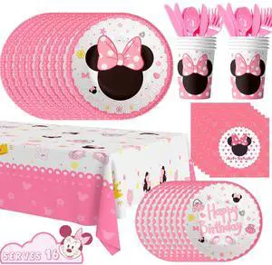 Minnie Mouse Party Supplies, 113 Ppcs Minnie Mouse Tableware Set - Minnie Mouse Plates and Napkins Cups & Minnie Mouse Table cloth etc Minnie Mouse Birthday Party Supplies for Girls Minnie Mouse Party Supplies, 113 Ppcs Minnie Mouse Tableware Set - Minnie Mouse Plates and Napkins Cups & Minnie Mouse Table cloth etc Minnie Mouse Birthday Party Supplies for Girls