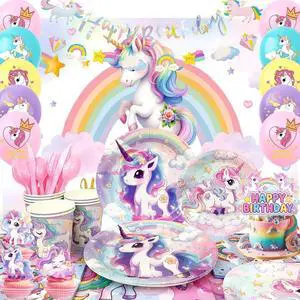 Unicorn Birthday Decorations, 98 Pcs Unicorn Birthday Party Decorations Tableware Set - Unicorn Party Plates Tablecloth Napkins Balloons Cake Toppers etc Unicorn Party Supplies Unicorn Birthday Decorations, 98 Pcs Unicorn Birthday Party Decorations Tableware Set - Unicorn Party Plates Tablecloth Napkins Balloons Cake Toppers etc Unicorn Party Supplies
