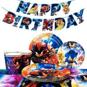 118 Pcs Sonic Birthday Party Decorations & Tableware Set - Sonic Tablecloth Banner Plates Napkins Cups etc Sonic Birthday Party Decorations for Sonic Party Supplies 118 Pcs Sonic Birthday Party Decorations & Tableware Set - Sonic Tablecloth Banner Plates Napkins Cups etc Sonic Birthday Party Decorations for Sonic Party Supplies
