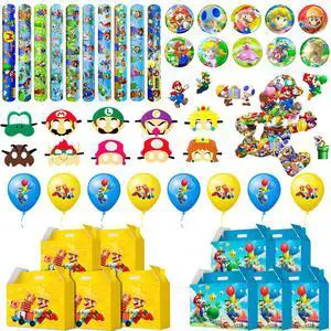 Super Mario Party Favors, 100 Pcs Mario Bros Party Favors Packs - Mario Masks Kids Party Boxes Badge Wristband Masks & Super Mario Balloons Stickers etc Mario Themed Party Favors for Boys Kids Super Mario Party Favors, 100 Pcs Mario Bros Party Favors Packs - Mario Masks Kids Party Boxes Badge Wristband Masks & Super Mario Balloons Stickers etc Mario Themed Party Favors for Boys Kids
