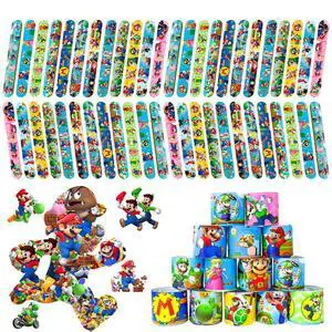 Super Mario Slap Bracelets, 40pcs Super Mario Bracelets and 50pcs Super Mario Stickers for Kids Boys & Girls - Mario Themed Party Favors for Mario Birthday Party Supplies Super Mario Slap Bracelets, 40pcs Super Mario Bracelets and 50pcs Super Mario Stickers for Kids Boys & Girls - Mario Themed Party Favors for Mario Birthday Party Supplies