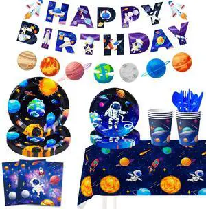 Space Party Tableware for 24 Guests, Outer Space Birthday Party Supplies, Space Party Plates Napkins Tablecloth Banner Garland etc Outer Space Tableware for Space Birthday Party Decorations Space Party Tableware for 24 Guests, Outer Space Birthday Party Supplies, Space Party Plates Napkins Tablecloth Banner Garland etc Outer Space Tableware for Space Birthday Party Decorations