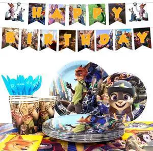 Zootopia Birthday Tableware, 128 Pcs Zootopia Party Tableware Set - Zootopia Birthday Party Plates Napkins Cups Tablecloth etc Zootopia Tableware for Zootopia Birthday Decorations for Boys/Girls Zootopia Birthday Tableware, 128 Pcs Zootopia Party Tableware Set - Zootopia Birthday Party Plates Napkins Cups Tablecloth etc Zootopia Tableware for Zootopia Birthday Decorations for Boys/Girls