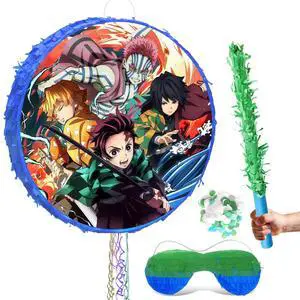 Demon Slayer Piñata, 4 Pcs Demon Slayer Piñata with Stick & Blindfold and Confetti, Demon Slayer Decorations Pinata for Demon Slayer Party Decorations for Kids Party Demon Slayer Piñata, 4 Pcs Demon Slayer Piñata with Stick & Blindfold and Confetti, Demon Slayer Decorations Pinata for Demon Slayer Party Decorations for Kids Party