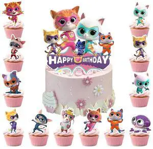 25 Pcs SuperKitties Cake Decorations Set - 24 Pcs SuperKitties Cupcake Toppers + 1 Pcs Big Birthday Cake Topper for SuperKitties Birthday Party Decorations 25 Pcs SuperKitties Cake Decorations Set - 24 Pcs SuperKitties Cupcake Toppers + 1 Pcs Big Birthday Cake Topper for SuperKitties Birthday Party Decorations