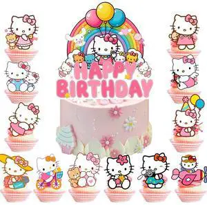 Hello Kitty Cake Topper, 24 Pcs Hello Kitty Cupcake Toppers + 1 Pcs Hello Kitty Birthday Cake Topper for Hello Kitty Party Decorations Hello Kitty Cake Topper, 24 Pcs Hello Kitty Cupcake Toppers + 1 Pcs Hello Kitty Birthday Cake Topper for Hello Kitty Party Decorations