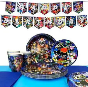 Power Rangers Birthday Decorations Tableware, 128 Pcs Power Rangers Party Decorations Set - Power Rangers Party Plate Cups Napkins Tablecloths Banner etc Power Rangers Birthday Party Supplies Power Rangers Birthday Decorations Tableware, 128 Pcs Power Rangers Party Decorations Set - Power Rangers Party Plate Cups Napkins Tablecloths Banner etc Power Rangers Birthday Party Supplies