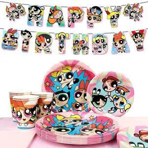114 Pcs The Powerpuff Girls Birthday Party Tableware Set - The Powerpuff Girls Party Plates Napkins Cups Tablecloth & Birthday Banners for The Powerpuff Girls Theme Party Supplies Decor 114 Pcs The Powerpuff Girls Birthday Party Tableware Set - The Powerpuff Girls Party Plates Napkins Cups Tablecloth & Birthday Banners for The Powerpuff Girls Theme Party Supplies Decor