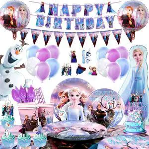 Disney Frozen Party Supplies,184pcs Frozen Birthday Decorations&Tableware Set-Plate Balloons Banner etc Frozen Party Decorations Disney Frozen Party Supplies,184pcs Frozen Birthday Decorations&Tableware Set-Plate Balloons Banner etc Frozen Party Decorations
