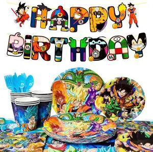 Dragon Ball Z Birthday Party Decoration Tableware, 128 Pcs Dragon Ball Z Party Supplies Tableware Include Dragon Ball Z Table Cloth Banner Plates Napkins Cups, for Goku Birthday Party Decorations Dragon Ball Z Birthday Party Decoration Tableware, 128 Pcs Dragon Ball Z Party Supplies Tableware Include Dragon Ball Z Table Cloth Banner Plates Napkins Cups, for Goku Birthday Party Decorations
