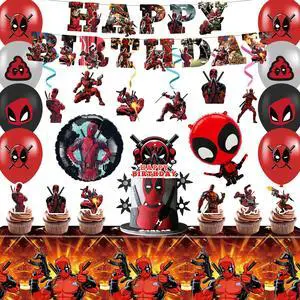 Deadpool Party Decoration Spider Man Birthday Supplies Set Balloons Cake Topper Deadpool Party Decoration Spider Man Birthday Supplies Set Balloons Cake Topper
