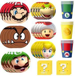 Mario Birthday Decorations Tableware, 120pcs Mario Plates and Napkins Set- 30pcs 9''Mario Party Plates,30pcs 7''Super Mario Cake Plates & 30pcs Mario Napkins Cups for Mario Party Decorations Supplies Mario Birthday Decorations Tableware, 120pcs Mario Plates and Napkins Set- 30pcs 9''Mario Party Plates,30pcs 7''Super Mario Cake Plates & 30pcs Mario Napkins Cups for Mario Party Decorations Supplies