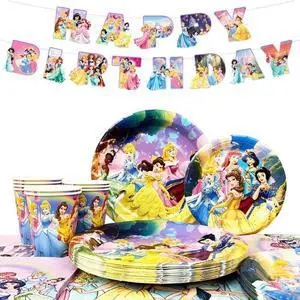Princess Birthday Decorations Tableware,126 Pcs Princess Party Decorations Set - Princess Theme Party Plate Cups Napkins Tablecloth Banners etc Princess Birthday Party Supplies Serves 16 Princess Birthday Decorations Tableware,126 Pcs Princess Party Decorations Set - Princess Theme Party Plate Cups Napkins Tablecloth Banners etc Princess Birthday Party Supplies Serves 16
