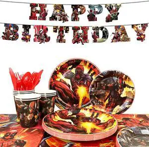 Deadpool Party Tableware,114pcs Basketball Birthday Tableware Set - Deadpool Plates and NapkinsTablecloths & Deadpool Happy Birthday Banner etc Deadpool Themed Tableware for Kids,Serves 16 Deadpool Party Tableware,114pcs Basketball Birthday Tableware Set - Deadpool Plates and NapkinsTablecloths & Deadpool Happy Birthday Banner etc Deadpool Themed Tableware for Kids,Serves 16