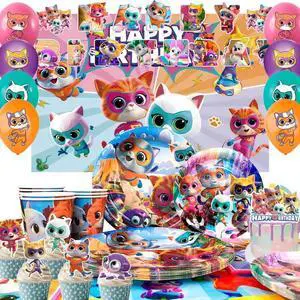 Super Kitten Squad Birthday Party Decorations,112pcs Cute Cat Hero Theme Accessories - Super Kitten Squad Backdrop Plates Ballons etc Party Supplies for Super Kitten Themed Birthday Favors & Decor Super Kitten Squad Birthday Party Decorations,112pcs Cute Cat Hero Theme Accessories - Super Kitten Squad Backdrop Plates Ballons etc Party Supplies for Super Kitten Themed Birthday Favors & Decor