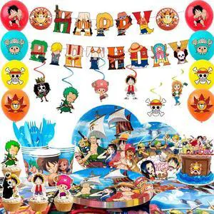 One Piece Birthday Party Supplies, 117pcs One Piece Party Decorations & Tableware Set - One Piece Banner Balloons Hanging Swirls Cake Topper Plates Cups etc One Piece Birthday Decorations for Kids One Piece Birthday Party Supplies, 117pcs One Piece Party Decorations & Tableware Set - One Piece Banner Balloons Hanging Swirls Cake Topper Plates Cups etc One Piece Birthday Decorations for Kids