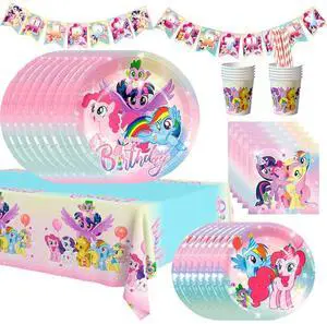 My Little Pony Birthday Party Supplies, 144 Pcs My Little Pony Decorations & Tableware Set - My Little Pony Plates Cups Napkins & My Little Pony Birthday Party Banner etc My Little Pony Party Supplies My Little Pony Birthday Party Supplies, 144 Pcs My Little Pony Decorations & Tableware Set - My Little Pony Plates Cups Napkins & My Little Pony Birthday Party Banner etc My Little Pony Party Supplies