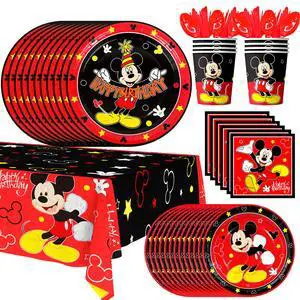 Mickey Mouse Party Supplies, 141pcs Mickey Mouse Birthday Tableware Set - Mickey Mouse Paper Plates and Napkins & Mickey Party Cups Tablecloth etc Mickey Mouse Theme Party Tableware for Boys Kids Mickey Mouse Party Supplies, 141pcs Mickey Mouse Birthday Tableware Set - Mickey Mouse Paper Plates and Napkins & Mickey Party Cups Tablecloth etc Mickey Mouse Theme Party Tableware for Boys Kids